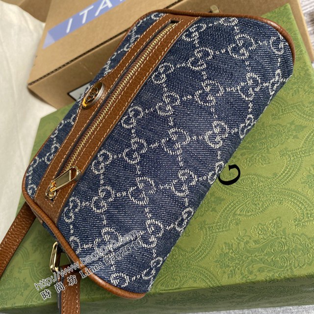 Gucci2021新顏色女包 古馳牛仔布單肩斜挎女包 Gucci丹寧系列相機包 517350牛仔  ydg3196